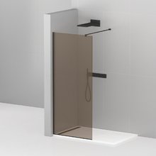 Душевая стенка Cezares Liberta 100 см со свободным входом, стекло бронза, профиль черный, LIBERTA-L-1-100-120-BR-NERO