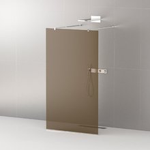 Душевая стенка Cezares Liberta 120 см, со свободным входом, стекло бронза, профиль хром, Liberta-L-2-120-BR-Cr