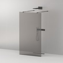 Душевая стенка Cezares Liberta со свободным входом, 110 см, стекло графит, профиль черный, Liberta-L-2-110-GR-Nero