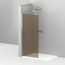 Душевая стенка Cezares Liberta 80 см, со свободным входом, стекло бронза, профиль хром, Liberta-L-1-80-BR-Cr