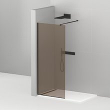 Душевая стенка Cezares Liberta 120 см, со свободным входом, стекло бронза, профиль черный, Liberta-L-1-120-BR-Nero