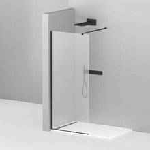 Душевая стенка Cezares Liberta 115 см, со свободным входом, стекло прозрачное, профиль черный, Liberta-L-1-115-C-Nero