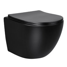 Подвесной безободковый унитаз Vincea Globo VT1-14SMB, крышка микролифт, тонкая, черный матовый