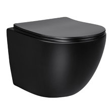 Подвесной безободковый унитаз Vincea Globo VT1-14MB, крышка микролифт, тонкая, черный матовый