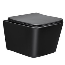 Подвесной безободковый унитаз Vincea Q-Line VT1-12MB, крышка микролифт, тонкая, черный матовый