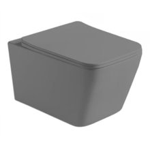 Подвесной безободковый унитаз Vincea Q-Line VT1-12MG, крышка микролифт, тонкая, серый матовый