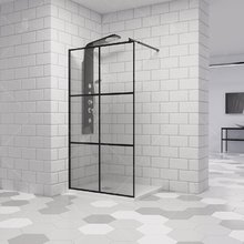 Душевая стенка RGW WA-111 B, со свободным входом, 100 см, профиль черный, стекло прозрачное принт, 411011110-84