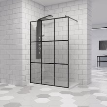 Душевая стенка RGW WA-11-B, со свободным входом, 140 см, стекло прозрачное черный принт, фурнитура черная, 411011114-84