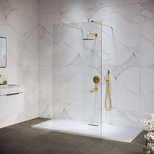 Душевая стенка RGW WA-016Gb Walk In 35101614-16, 140 см, стекло прозрачное, профиль золото брашированное