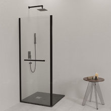 Душевая стенка RGW Z-060-3-B, 90 см, стекло прозрачное, профиль черный, 352206309-14