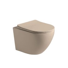 Подвесной безободковый унитаз Vincea Globo VT1-14SMC, ультратонкое сиденье soft-close, цвет капучино матовый
