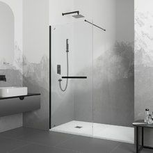 Душевая стенка RGW WA-041B Walk In, 100 см, стекло прозрачное, профиль черный, 35104010-14