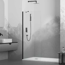 Душевая стенка RGW WA-102, 80 см, со свободным входом, стекло прозрачное, профиль черный, 351010208-14