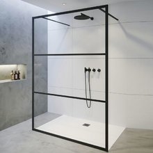 Душевая стенка Riho SZ Grid GB401, G004029121, 90 см, со свободным входом, стекло прозрачное, профиль черный