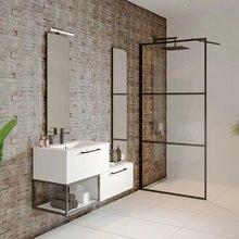 Душевая стенка Riho Grid GB400, G004026121, 100 см, со свободным входом, стекло прозрачное, профиль черный