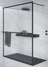 Душевая стенка Riho Lucid GD401 G005029121 90 см, свободный вход, стекло прозрачное, профиль черный матовый, с полотенцедержателем