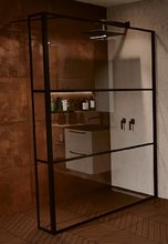 Душевая стенка Riho Grid XL GB402, 90 см, со свободным входом, стекло прозрачное, профиль черный, G004037121