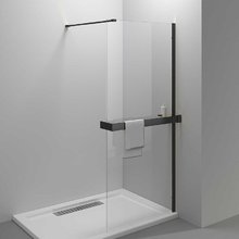 Душевая стенка со свободным входом Vincea Walk In 90 см, стекло прозрачное, профиль черный, VSW-4HR900CLB