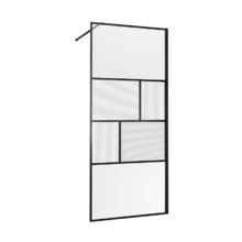 Душевая стенка Vincea Walk-In, 100 см, стекло прозрачное/рифленое, профиль черный матовый, VSW-1HC100CFB