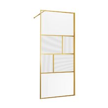 Душевая стенка Vincea Walk-In, 80 см, стекло прозрачное/рифленое, профиль брашированное золото, VSW-1HC800CFBG