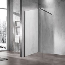 Душевая стенка Vincea Walk-In 60 см со свободным входом, стекло прозрачное, профиль черный матовый, VSW-1H600CLB