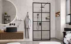 Душевая стенка WasserKraft Glan 66W40 со свободным входом, 120 см, стекло прозрачное с принтом, профиль черный