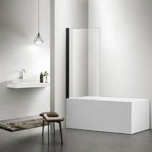 Шторка на ванну Aquatek, 80 х 150 см, стекло прозрачное, профиль черный, AQ DEL SBA 08015BL