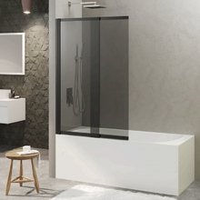 Душевая шторка на ванну Berges River S Slider Black 980, 065018, 98 см, стекло тонированное, профиль черный матовый