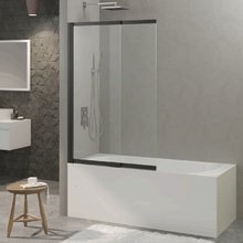 Душевая шторка на ванну Berges River S Slider Black 980, 065015, 98 см, стекло прозрачное, профиль черный матовый