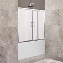 Шторка на ванну BelBagno Unique 150-180 x 140 см, стекло матовое, хром, UNIQUE-VF-2-150/180-140-M-Cr
