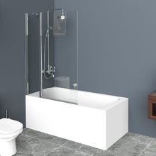Душевая шторка на ванну BelBagno UNO, 80 х 150 см, стекло прозрачное/рифлёное, профиль хром, UNO-V-11-80/150-C/P-Cr