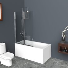 Душевая шторка на ванну BelBagno UNO, 100 х 150 см, стекло прозрачное/рифлёное, профиль хром, UNO-V-2-100/150-C/P-Cr