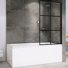 Шторка на ванну Abber Immer Offen, 80 х 140 см, стекло прозрачное, профиль черный, AG72080B