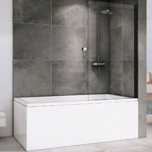 Шторка на ванну Abber Immer Offen, 100 х 140 см, стекло прозрачное, профиль черный, AG71100B