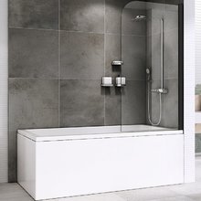 Шторка на ванну Abber Ewiges Wasser, 120 х 140 см, стекло прозрачное, профиль хром, AG51120