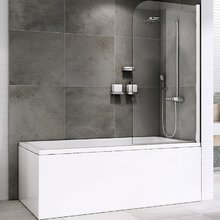 Шторка на ванну Abber Ewiges Wasser, 100 х 140 см, стекло прозрачное, профиль хром, AG52100