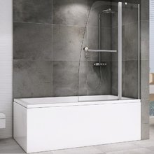Шторка на ванну Abber Ewiges Wasser, 100 х 140 см, стекло прозрачное, профиль хром, AG50100