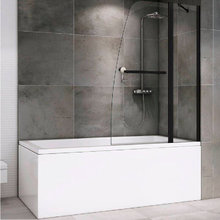 Шторка на ванну Abber Ewiges Wasser, 100 х 140 см, стекло прозрачное, профиль черный, AG50100B