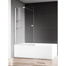 Шторка на ванну Aquame, 120 x 140 см, стекло прозрачное, цвет хром, AQM6601-2