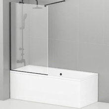 Шторка на ванну Cezares Liberta-V-1-80/155-C-NERO, 80 см, стекло прозрачное, профиль черный матовый