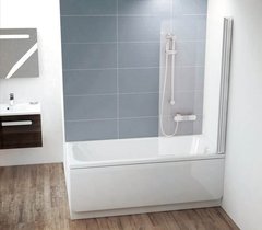 Шторка на ванну Ravak CVS1 80, левая/правая, профиль белый, витраж транспарент, 7QL40100Z1/7QR40100Z1