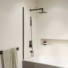 Шторка на ванну RGW SC-056-8B, 30 x 150 см, стекло прозрачное, профиль черный, 35110562830-14