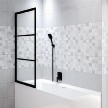 Душевая шторка на ванну Riho Grid GB501 G004046121/G004047121, 80 см, левая/правая, стекло прозрачное, профиль черный