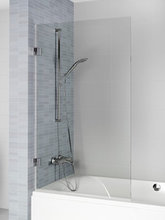 Шторка для ванны Riho VZ Scandic NXT X107, 90x150 см, цвет профиля черный, стекло прозрачное, левая/правая