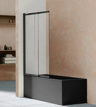 Душевая шторка на ванну Vincea 100 x 145 см, стекло прозрачное, профиль чёрный матовый, VSB-1E100CLB