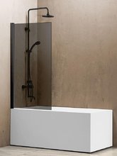 Шторка на ванну Vincea VSB 80 x 140 см распашная, стекло тонированное, черный, VSB-11800CGB