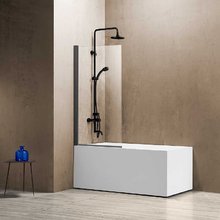 Шторка для ванны Vincea VSB 80 см, стекло прозрачное, профиль воронёная сталь, gunmetal, VSB-11800CLGM