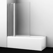 Стеклянная шторка на ванну WasserKraft 48P02-110L/R Matt glass Fixed, распашная, двустворчатая, с фиксатором