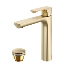 Смеситель для раковины Lemark Ursus LM7209BG, с донным клапаном, золото брашированное