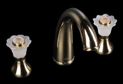 Смеситель Boheme Camelia 297-Camelia для раковины на 3 отверстия, золото